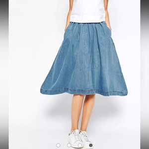 Waven Tall Tova Midi Denim Skirt. New With Tags. Size 4